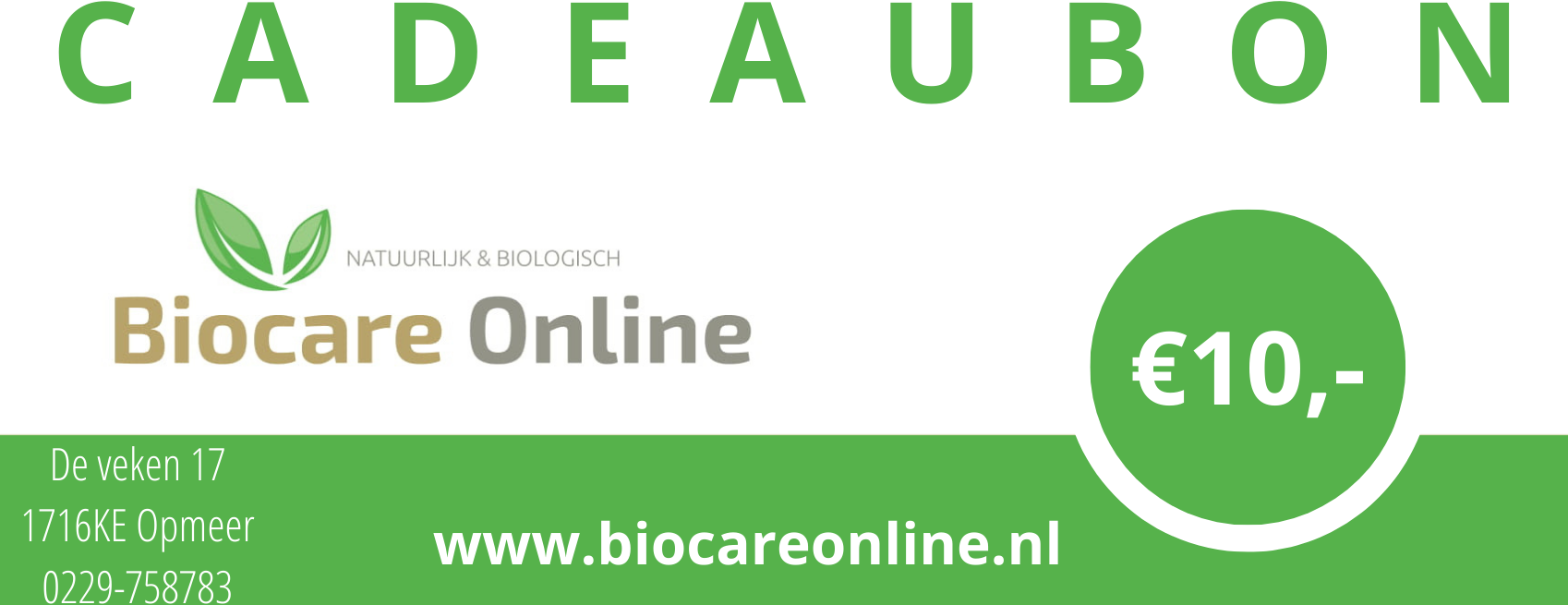 Pessimist Rechtmatig spleet Cadeaubon Biocare Online
